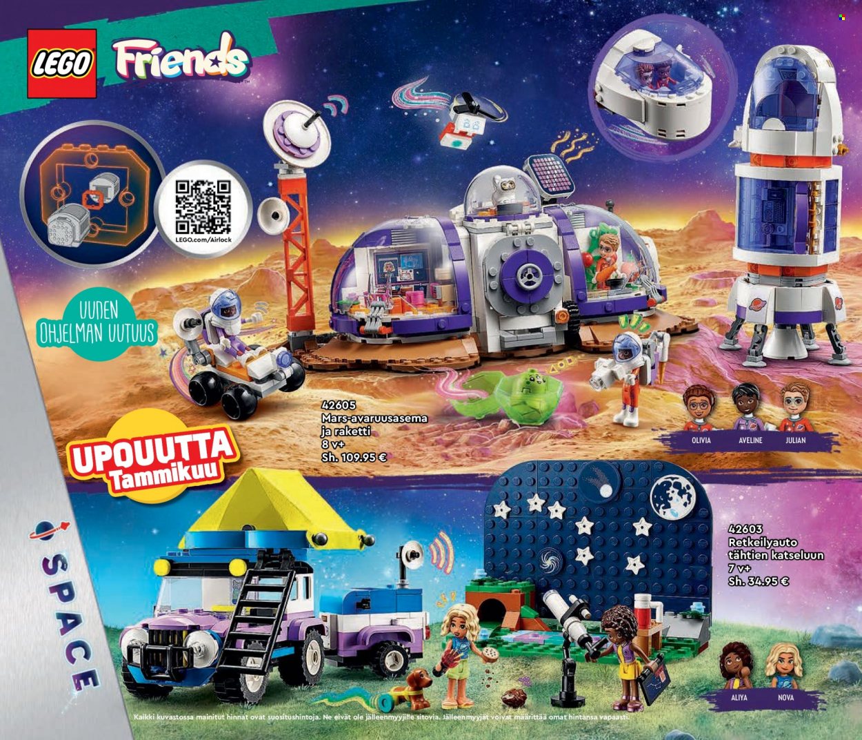 Tokmanni tarjoukset  - Tarjoustuotteet - LEGO, LEGO Friends, raketti. Sivu 38.