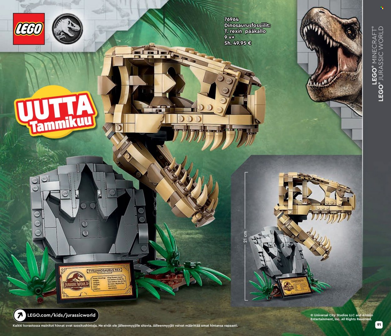 Tokmanni tarjoukset  - Tarjoustuotteet - Jurassic World, LEGO, hame, LEGO Jurassic World. Sivu 91.
