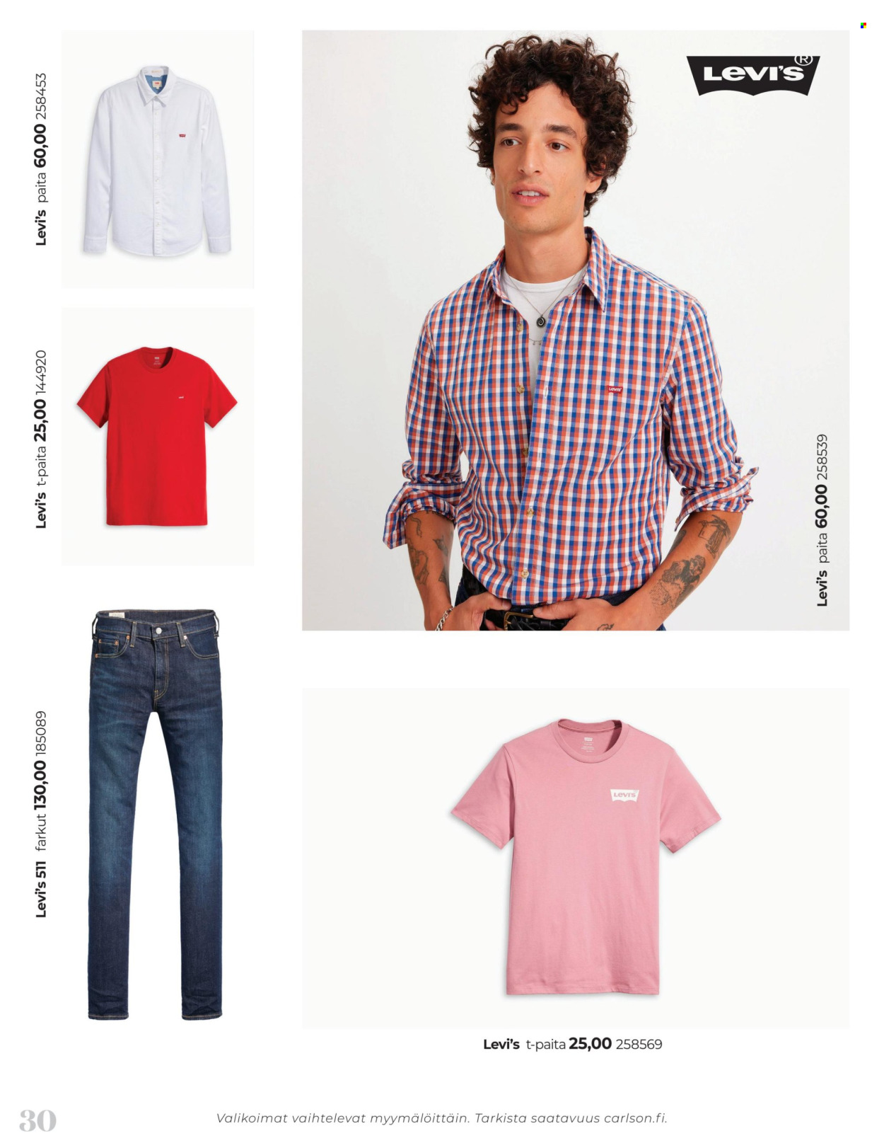 thumbnail - Carlson tarjoukset  - Tarjoustuotteet - farkut, t-paita. Sivu 30.