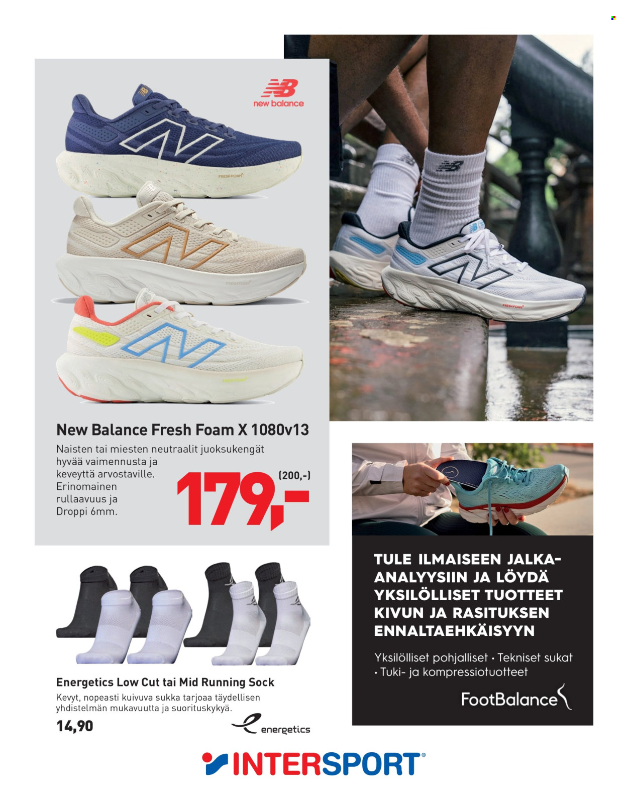 thumbnail - Intersport tarjoukset  - 19.04.2024 - 05.05.2024 - Tarjoustuotteet - New Balance, Energetics, sukat, juoksukengät, pohjalliset, kengät. Sivu 11.