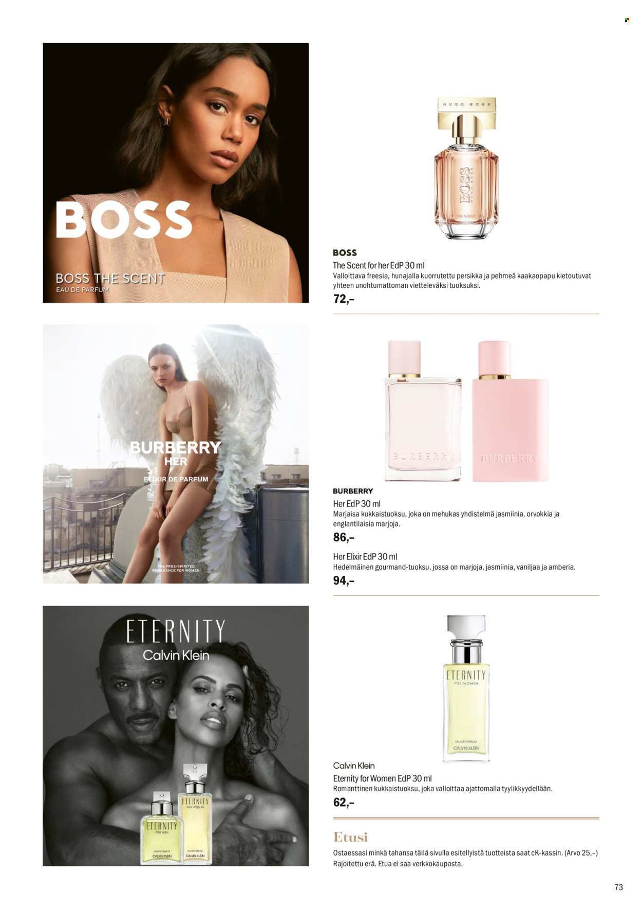 thumbnail - Sokos tarjoukset  - 22.04.2024 - 02.06.2024 - Tarjoustuotteet - Burberry, Calvin Klein, eau de parfum. Sivu 73.