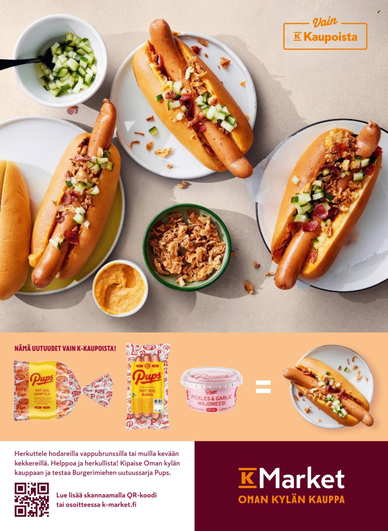 thumbnail - K-market tarjoukset  - 24.04.2024 - 04.06.2024 - Tarjoustuotteet - hot dogs, majoneesi. Sivu 2.