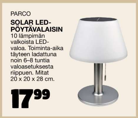 PARCO SOLAR LED-PÖYTÄVALAISIN