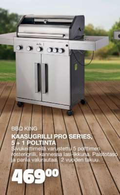 BBQ King Kaasugrilli Pro Series, 5 + 1 poltinta