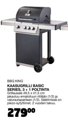 BBQ King Kaasugrilli Basic Series, 3 + 1 Poltinta