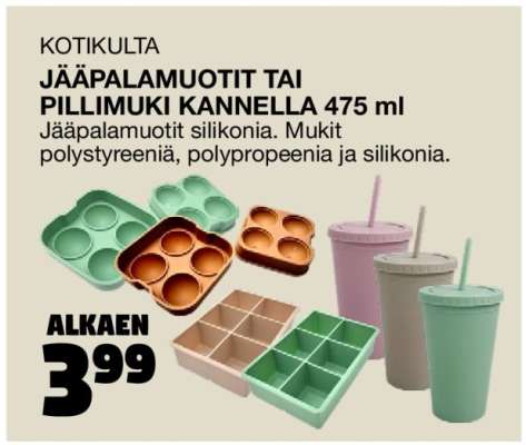 Kotikulta Jääpalamuotit tai Pillimuki kannella 475 ml