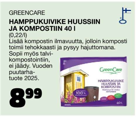 GREENCare Hamppukuivike Huussiin ja Kompostiin 40 l