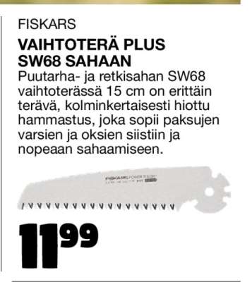 Fiskars Vaihtoterä Plus SW68 Sahaan