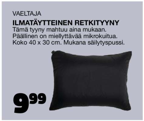 VAELTAJA ILMATÄYTTEINEN RETKITYYNY