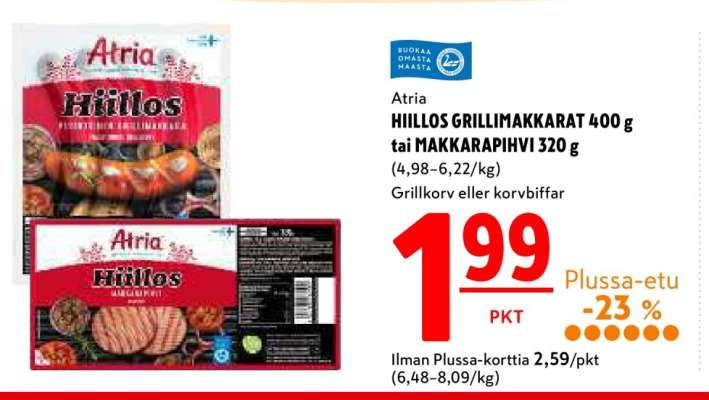 HIILLOS GRILLIMAKKARAT 400 g tai MAKKARAPIHVI 320 g