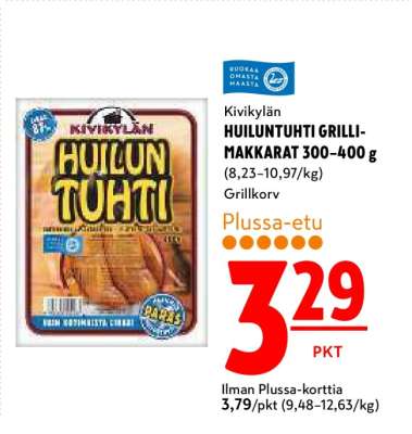 Kivikylän HUILUNTUHTI GRILLI-MAKKARAT 300-400 g