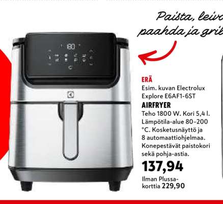 Esim. kuvan Electrolux Explore E6AF1-6ST AIRFRYER
