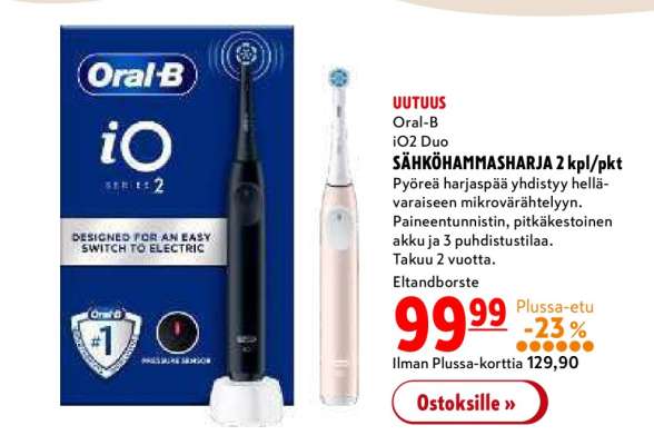Oral-B iO2 Duo SÄHKÖHAMMASHARJA 2 kpl/pkt