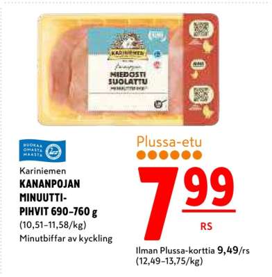 Kariniemen KANANPOJAN MINUUTTI-PIHVIT 690–760 g