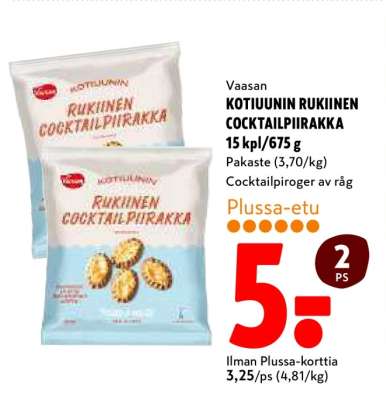 Vaasan KOTIUUNIN RUKIINEN COCKTAILPIIRAKKA