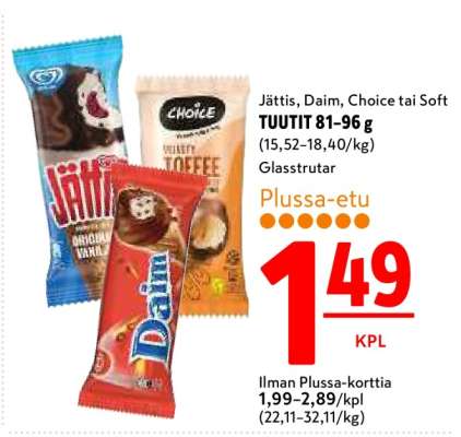 Jättis, Daim, Choice tai Soft TUUTIT 81–96 g