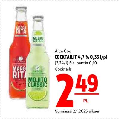 A. Le Coq COCKTAILIT 4,7 % 0,33 l/pl