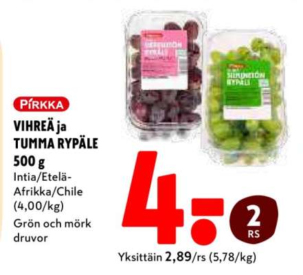 PIRKKA VIHREÄ ja TUMMA RYPÄLE 500 g