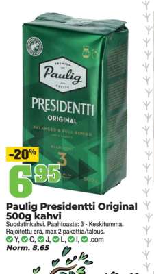 Paulig Presidentti Original 500g kahvi