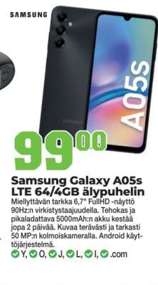 Samsung Galaxy A05s LTE 64/4GB älypuhelin