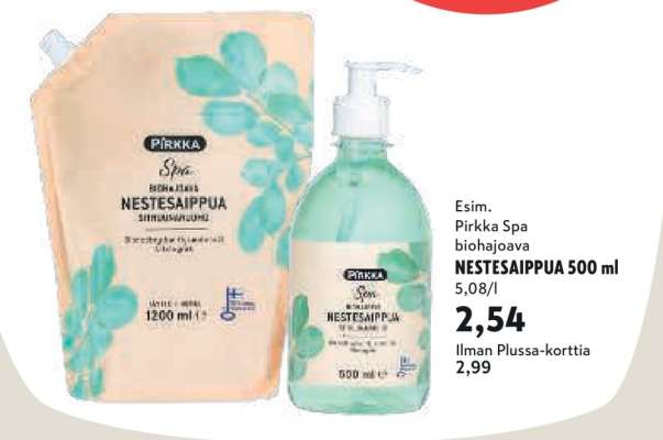Pirkka Spa biohajoava NESTESAIPPUA 500 ml