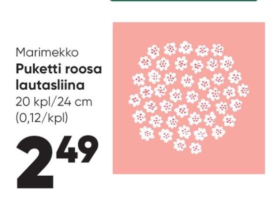 Marimekko Puketti roosa lautasliina