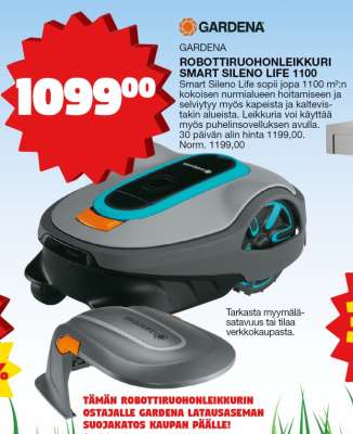 GARDENA ROBOTTIRUOHONLEIKKURI SMART SILENO LIFE 1100
