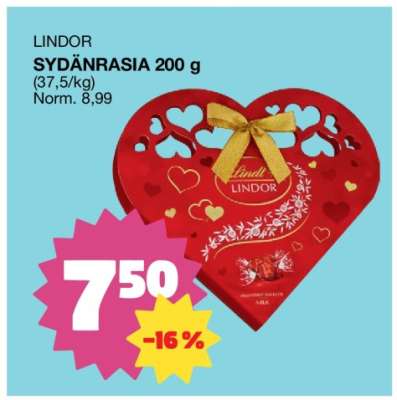 LINDOR SYDÄNRASIA 200 g