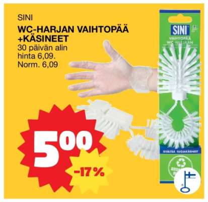 SINI WC-HARJAN VAIHTOPÄÄ +KÄSINEET
