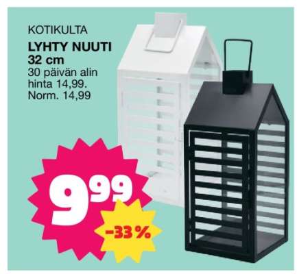 KOTIKULTA LYHTY NUUTI 32 cm