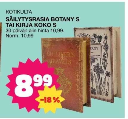 Kotikulta Säilytysrasia Botany S tai Kirja Koko S