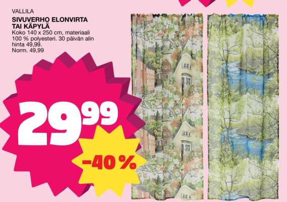 Vallila Sivuverho Elonvirta tai Käpylä