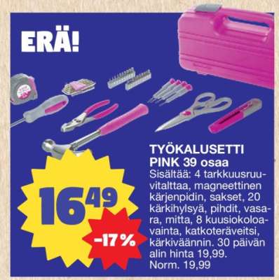 TYÖKALUSETTI PINK 39 osaa