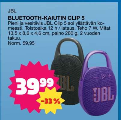 JBL Bluetooth-Kaiutin Clip 5