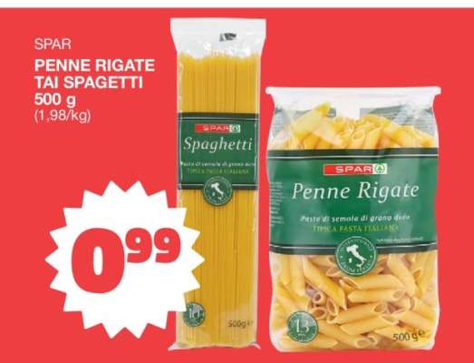 SPAR PENNE RIGATE TAI SPAGETTI 500 g