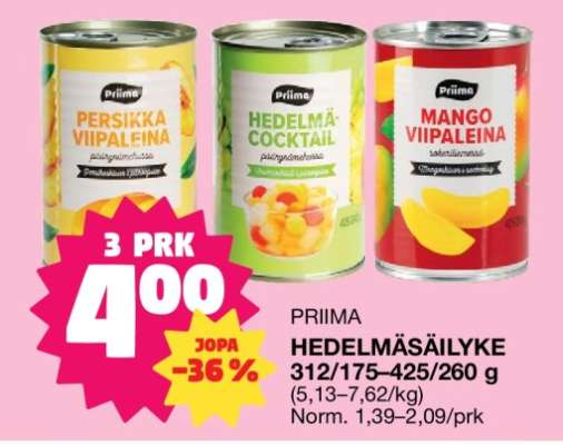 PRIIMA HEDELMÄSÄILYKKE