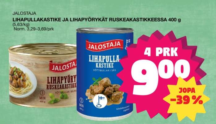 Jalostaja Lihapullakastike ja Lihapyörykät Ruskeakastikkeessa