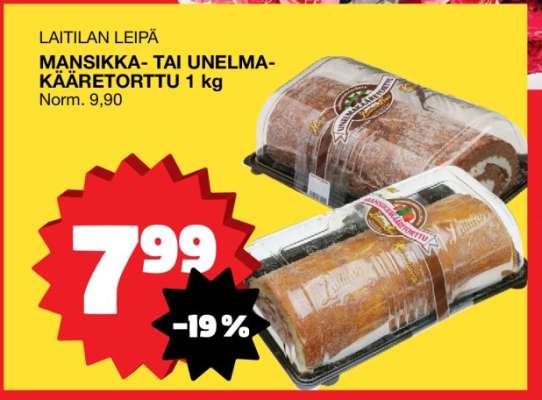 Mansikka- tai Unelma-Kääretorttu