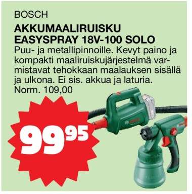 BOSCH AKKUMAALIRUISKU EASYSPRAY 18V-100 SOLO