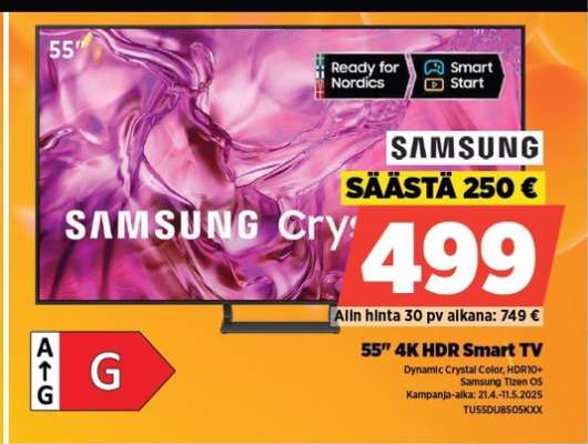Samsung 55" 4K HDR Smart TV
