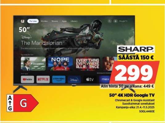 50" 4K HDR Google TV