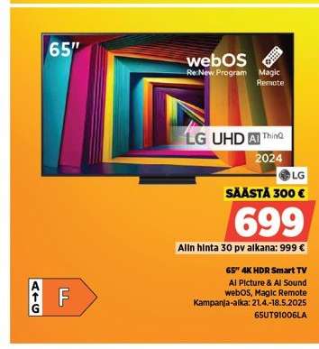 LG 65" 4K HDR Smart TV