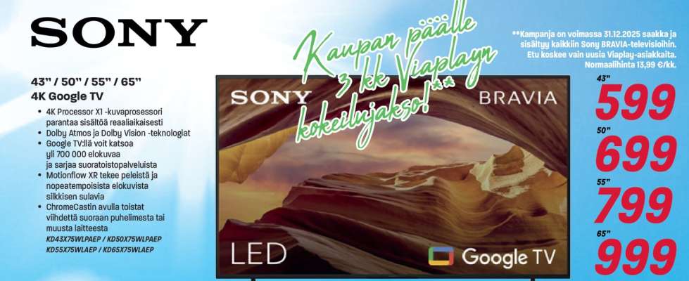 Sony 43" / 50" / 55" / 65" 4K Google TV