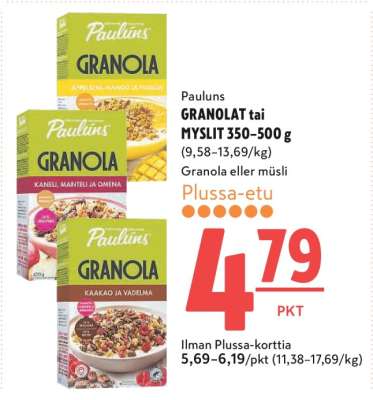 Pauluns GRANOLAT tai MYSLIT 350-500 g