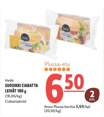 Hetki SUOSIKKI CIABATTA LEIVÄT 180 g