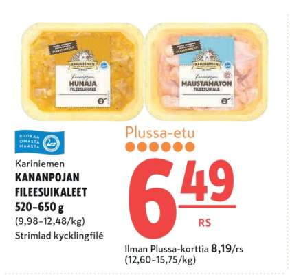 Kariniemen KANANPOJAN FILEESUIKALEET 520-650 g