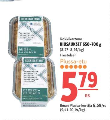 KOKKIKARTANO KIUSAUKSET 650–700 g