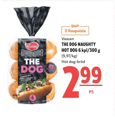 Vaasan THE DOG NAUGHTY HOT DOG 6 kpl/300 g