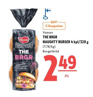 Vaasan THE BRGR NAUGHTY BURGER 4 kpl/320 g