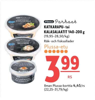 Pirkka Parhaat KATKARAPU- tai KALASALAATIT 140-200 g